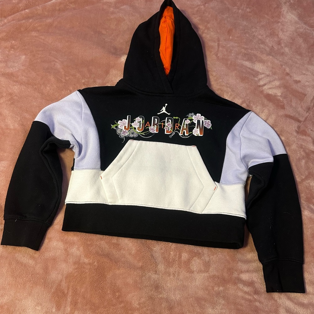 Jordan Black Hoodie with Floral Accents